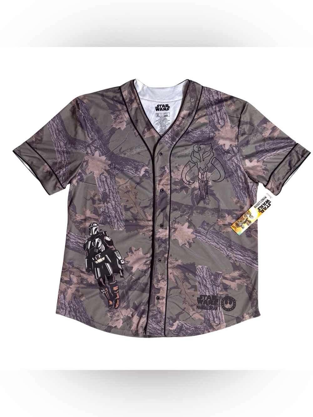 Star Wars Mandalorian short sleeve camo jersey front button closure men’s XL